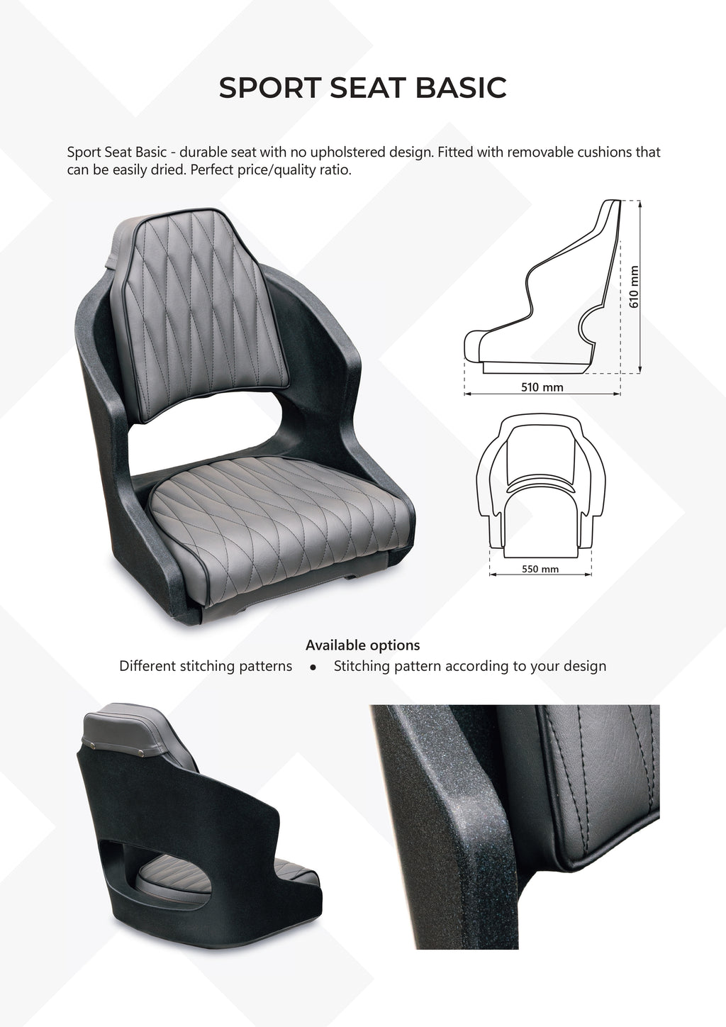 Kagylóülés, fekete-szürke