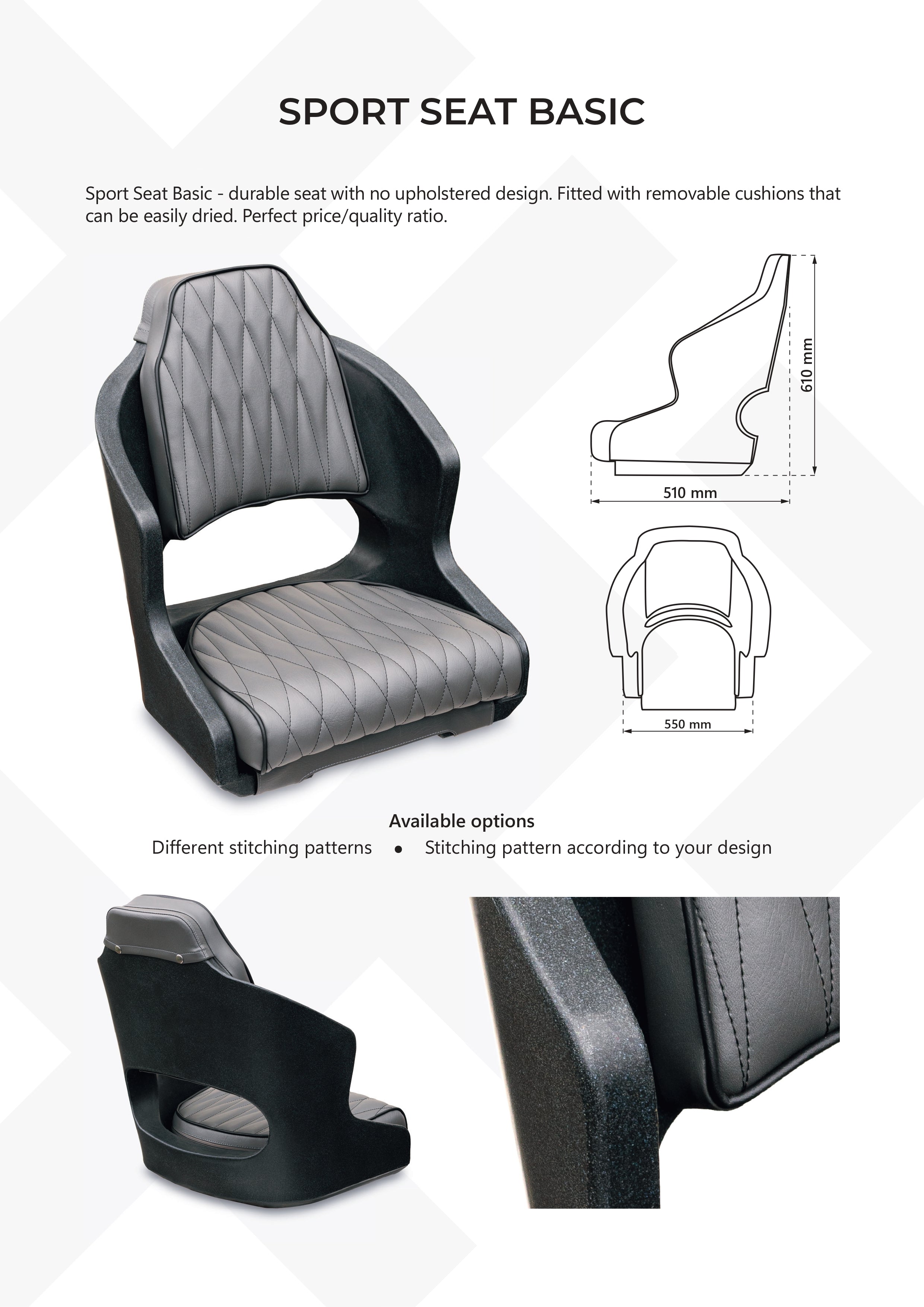 Kagylóülés, fekete-szürke