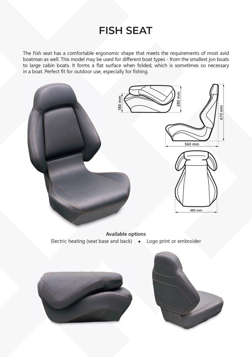 Ergonómikus, összecsukható ülés, fekete-piros